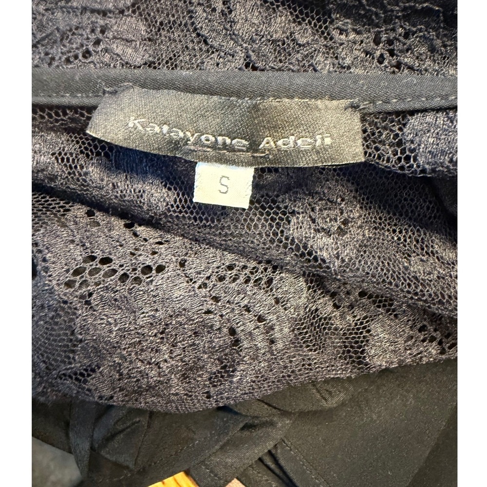Katayone Adeli Vintage Black Lace Duster Wrap Tie Front Dress Small - Picture 4 of 6